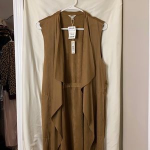 Tan suede tank top cardigan